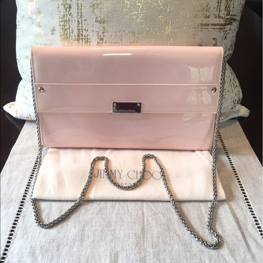 JIMMY CHOO Lychee powder pink clutch